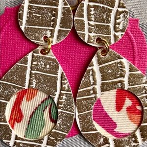 NWT Earrings, Designer White Metallic,light weight